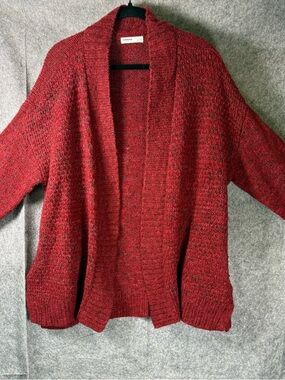 Sonoma Red Marled Open Front Cardigan Sweater XL